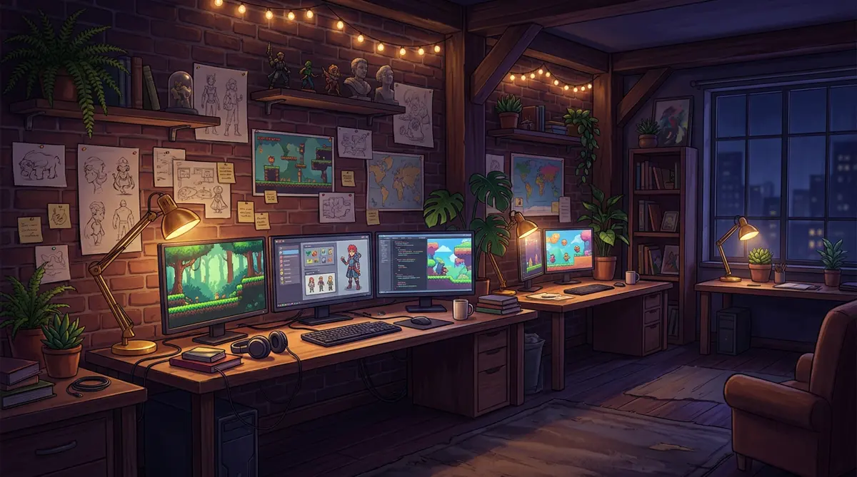 The REINE DE MARCQ studio at night